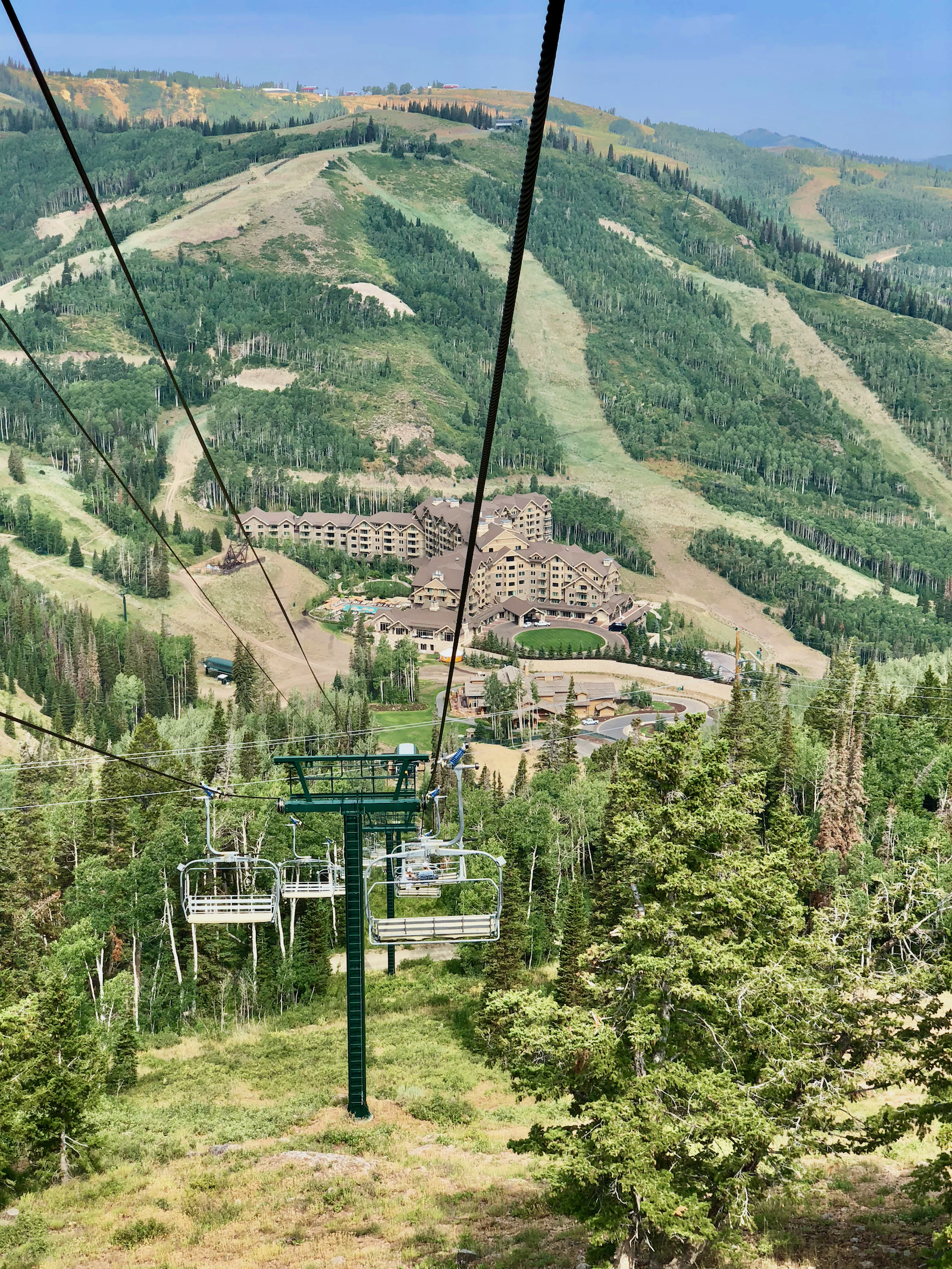 Beautiful ski lift view in summer